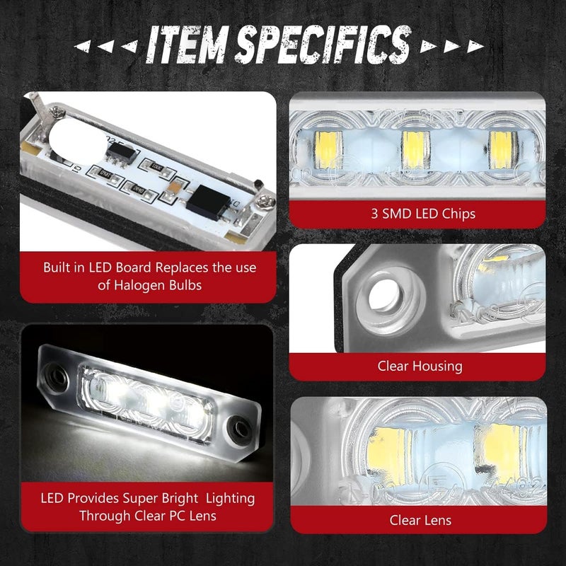NUVISION LIGHTING Pair of LED License Plate Lights Compatible with 10-14 Mustang / 09-19 Flex / 08-11 Focus/ 06-12 Fusion, 8T5Z-13550-B 6E5Z-13550-A, NVL-LPL-012 - Image 3